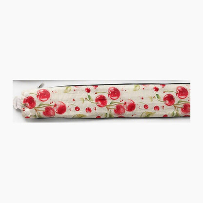 The Cocoon Sleeve in Cherry — a close view of the snap fastenings