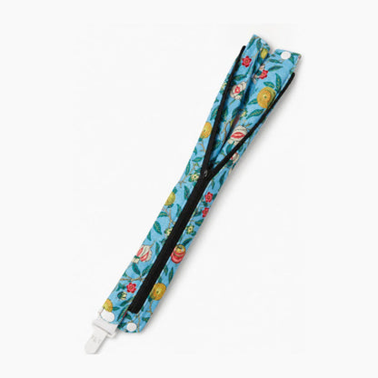 The Cocoon Sleeve in Four Fruits — one sleeve, unzipped